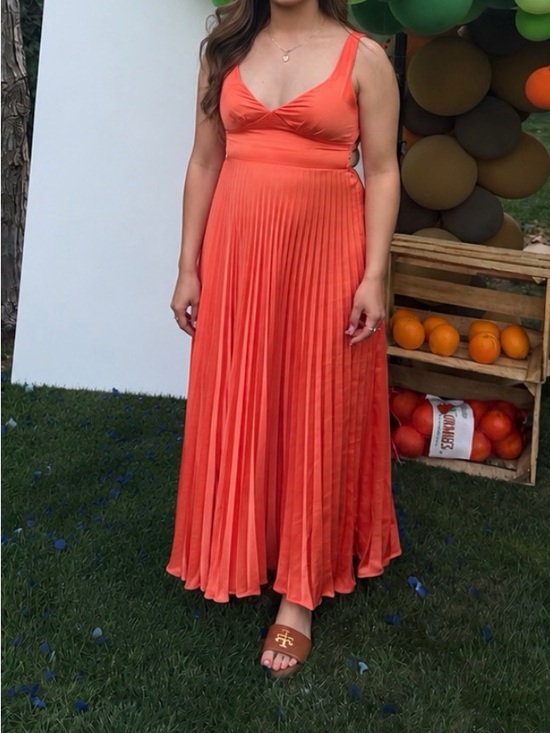 Hello Molly Dresses & Skirts - Hello Molly Orange Pleated Maxi Dress